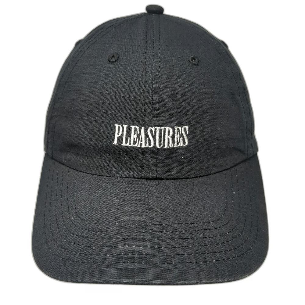 Pleasures Baseball Cap Black One Size Embroidered Logo Adjustable Strapback Hat
